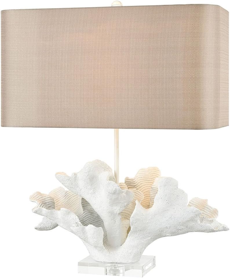 Elk Lighting D3588 Schooner Cay Table Lamp, Matte White, Clear Crystal