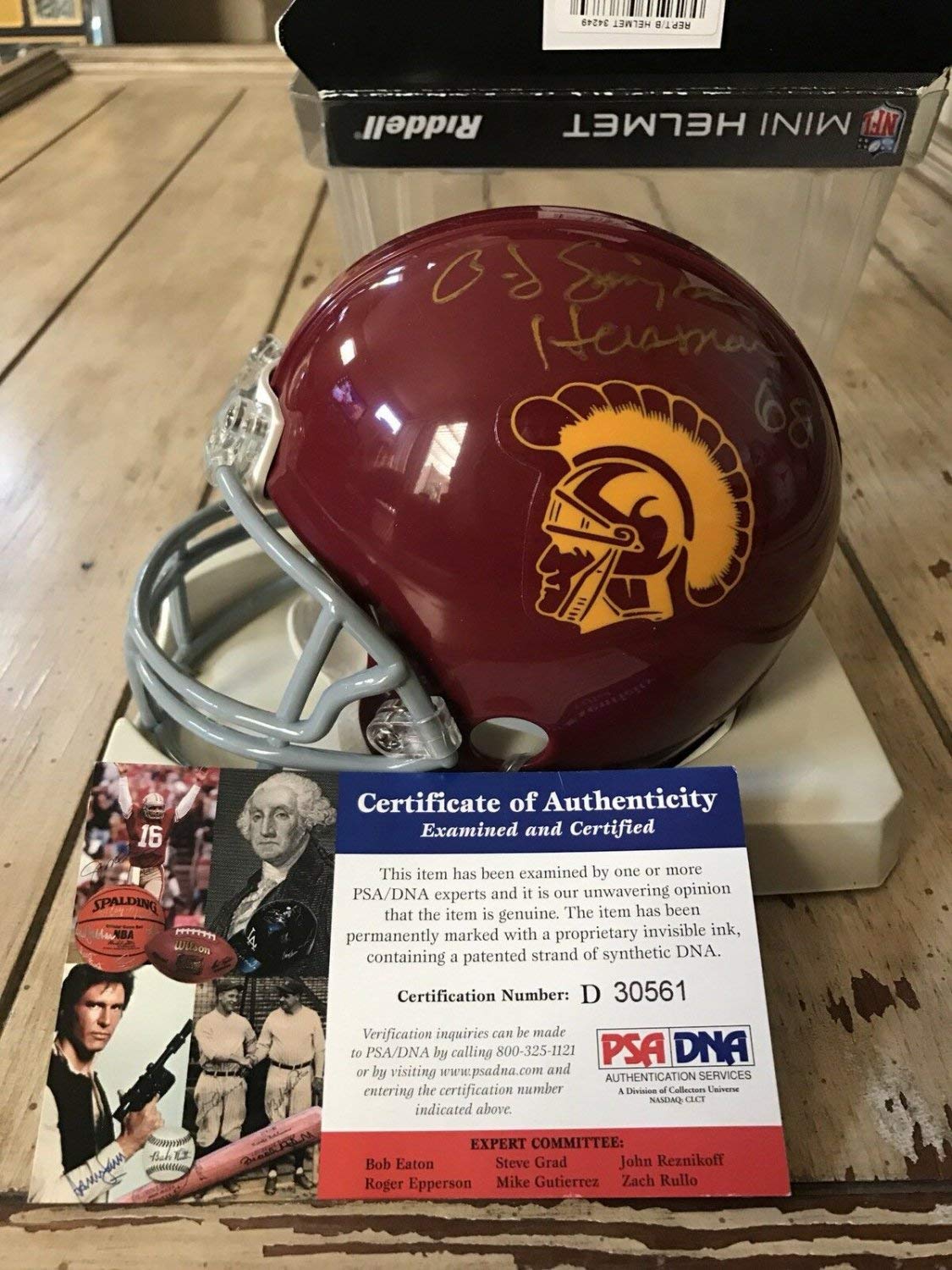 Oj Simpson Autographed Signed/Signed Mini Helmet PSA/DNA COA Usc Trojans Heisman O.J. B