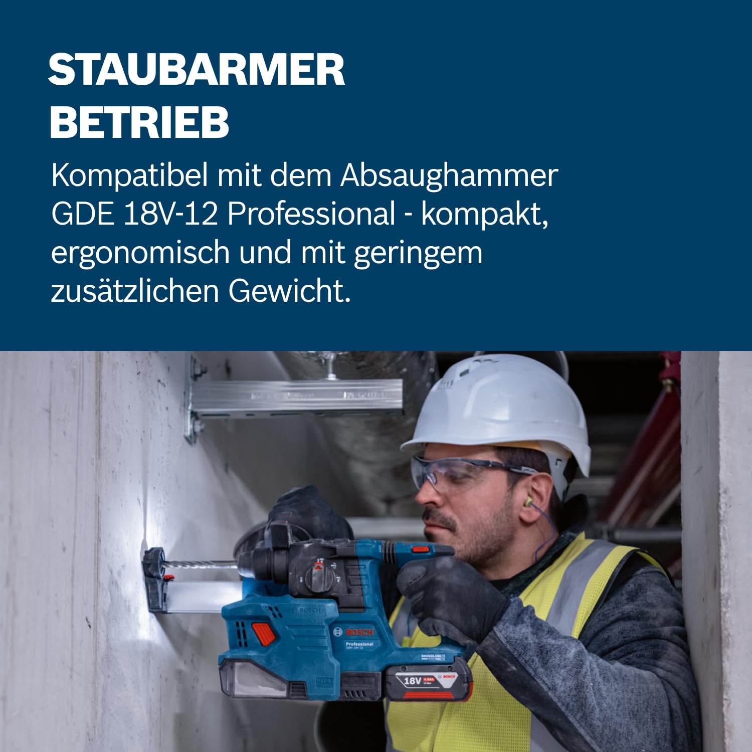 Bosch Professional 18V System Akku-Bohrhammer GBH 18V-22 (mit SDS plus, ideal zum Bohren von 6- bis 10-mm-Löchern, KickBack Control und Vibration Control, in L-BOXX)