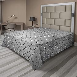 Ambesonne Grey Flat Sheet, Fence Design Netting