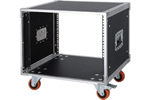 WikrOck AV Gear Rack 8U Home Audio & Video Stage Stereo Equipment Storage Cabinet Stand On Wheels - 8U 19in Server IT Network Data Devices Storage Rack Cabinet - SC01-8U