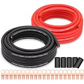 4 Gauge Wire Battery Cable CCA with Terminals Kit for Automotive Amp,50FT | 4 AWG Copper Clad Aluminum,lugs&amp;Heat Shrink Tube,Automotive Power Wire,Amp Wiring kit,Ground Cable,Car Audio Speaker,Solar