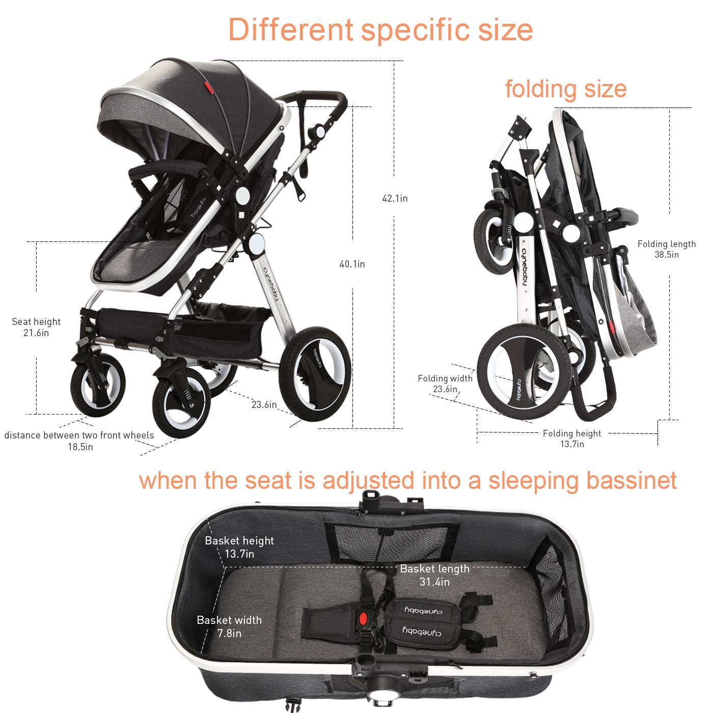 cynebaby compact pram strollers