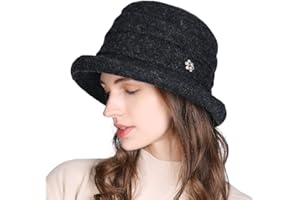Comhats Winter Cloche Bucket Hat for Women Wool Elegant Dress 1920s Vintage Fedora