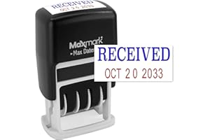 MaxMark Self-Inking Rubber Date Office Stamp with Received Phrase Blue Ink & Date RED Ink (Max Dater II), 12-Year Band