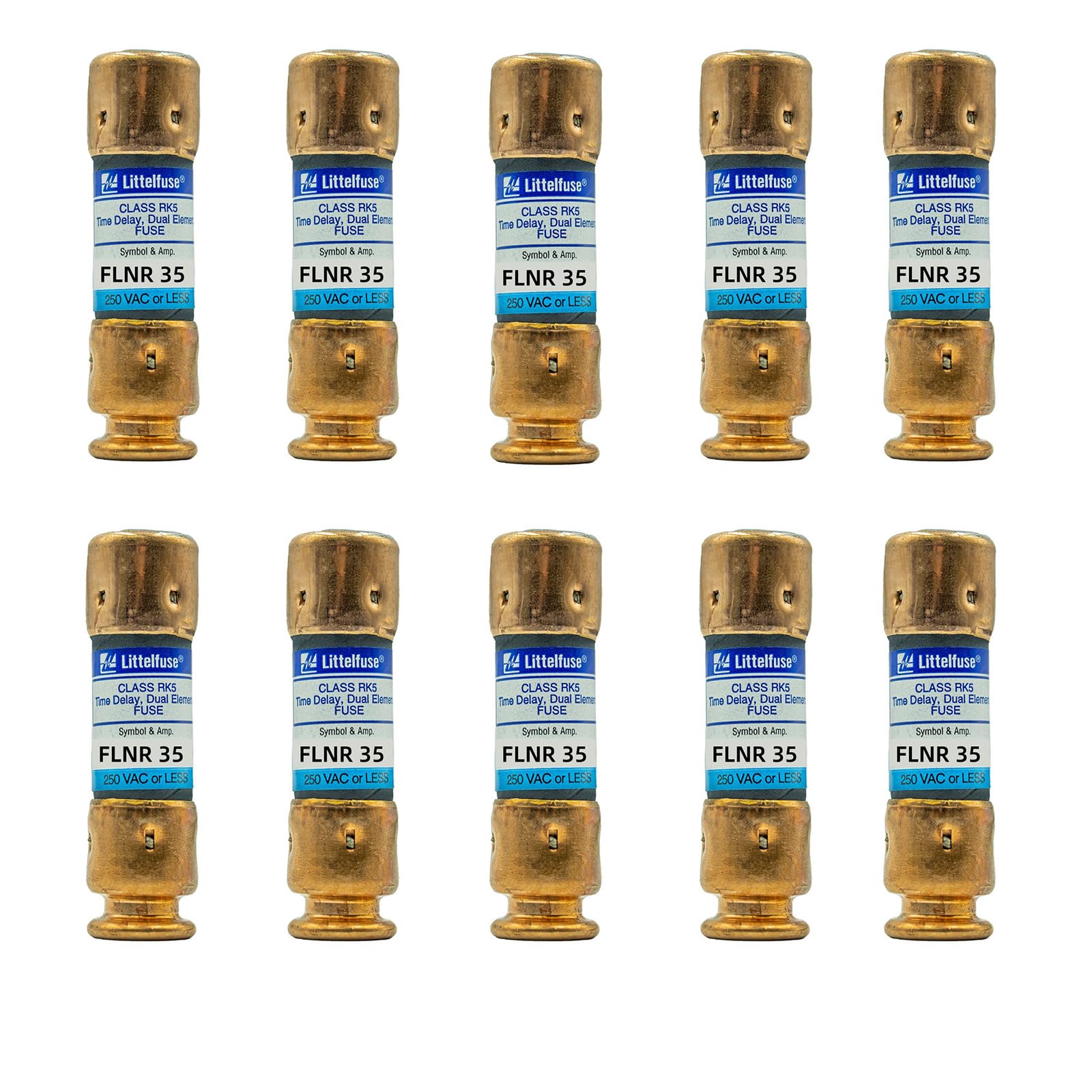Photo 1 of 10-Pack New FLNR 35 FLNR-35A 250Vac Time Delay Fuse,FLNR-35 Current Limiting Class RK5 Cartridge Fuse