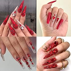 Dowarm 3200PCS Nail Art Rhinestones, Red/Siam