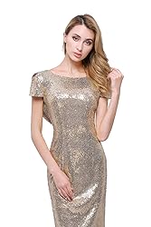 Sparkle Gold Sequind Bridesmaid Dresses Modest Long