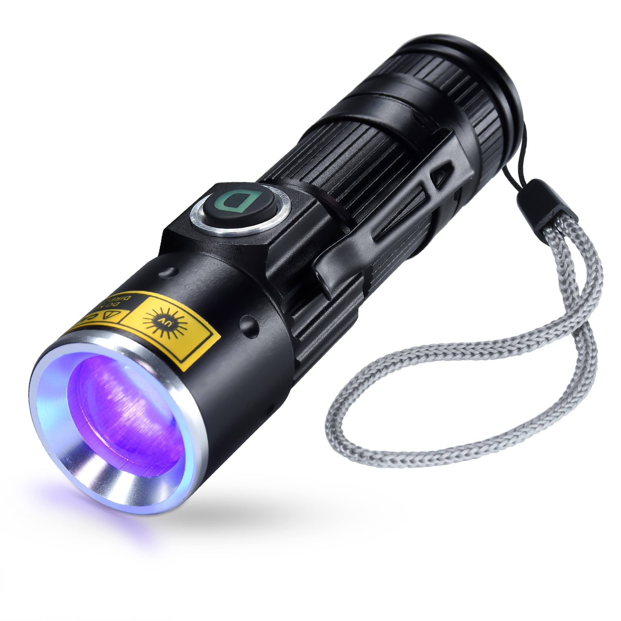 DARKDAWN Torch UV 395nm Light Flashlight USB Rechargeable, Ultraviolet LED Blacklight Mini Wood’s Lamp, Portable Blacklight Detector for Pet Cat Urine, Dried Stains/Uranium Glass/Resin Curing
