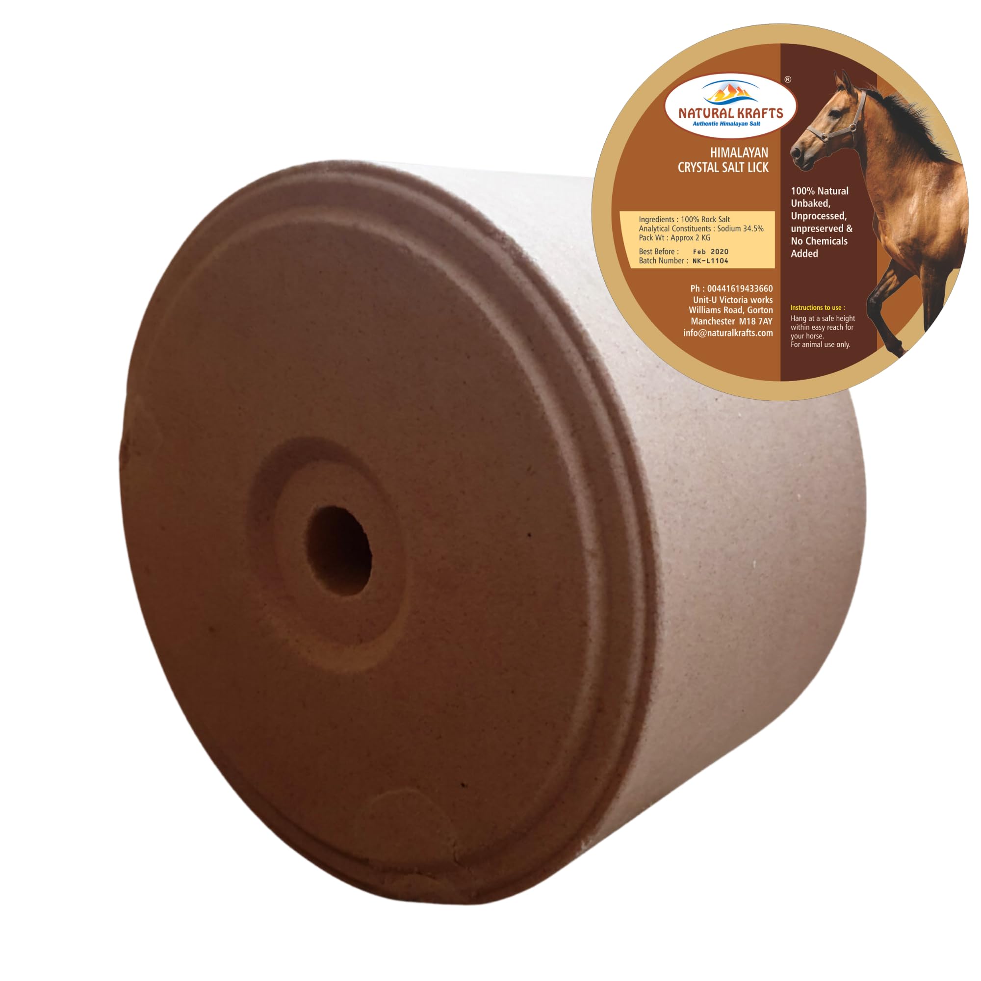 Horse Lick Himalayan Salt Lick Pink Compressed Salt Block,Natural Animal Lick Pet Treat, No Starch | Suitable for all Animals | 5 kg with strong rope to hand Salt Range from Punjab, Pakistan