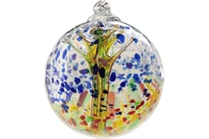 Kunjocy Indoor/Outdoor Decorative Ball Hanging Glass Gazing Globe Yard Decoration 6 Inch Home Garden Décor (6 Inch, A)