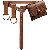 Renaissance Belt Pouch Viking Leather Medieval Belt Waist Bag Pirate Cosplay Festival Halloween Adjustable Accessories (Brown)