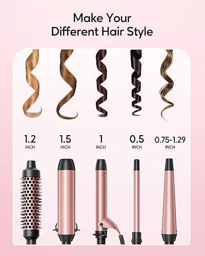 Wavytalk in Curling Wand Set, Multi Curl, Curling Iron Set with Heated  Round Brush, Flat Iron Hair Straigh