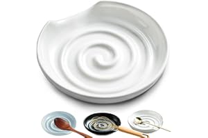 LYEOBOH Spoon Rest for Stove Top, 5 Inch Ceramic Spoon Rest, Spoon Holder for Kitchen Counter, Coffee Spoon Rest Utensil Rest for Spatulas, Spoons, Tongs, Ladles, Kitchen Decor, Cream White