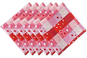 LUSHVIDA Valentine's Day Checkered Cloth Fabric Napkin Set of 6, 20x20 Inch
