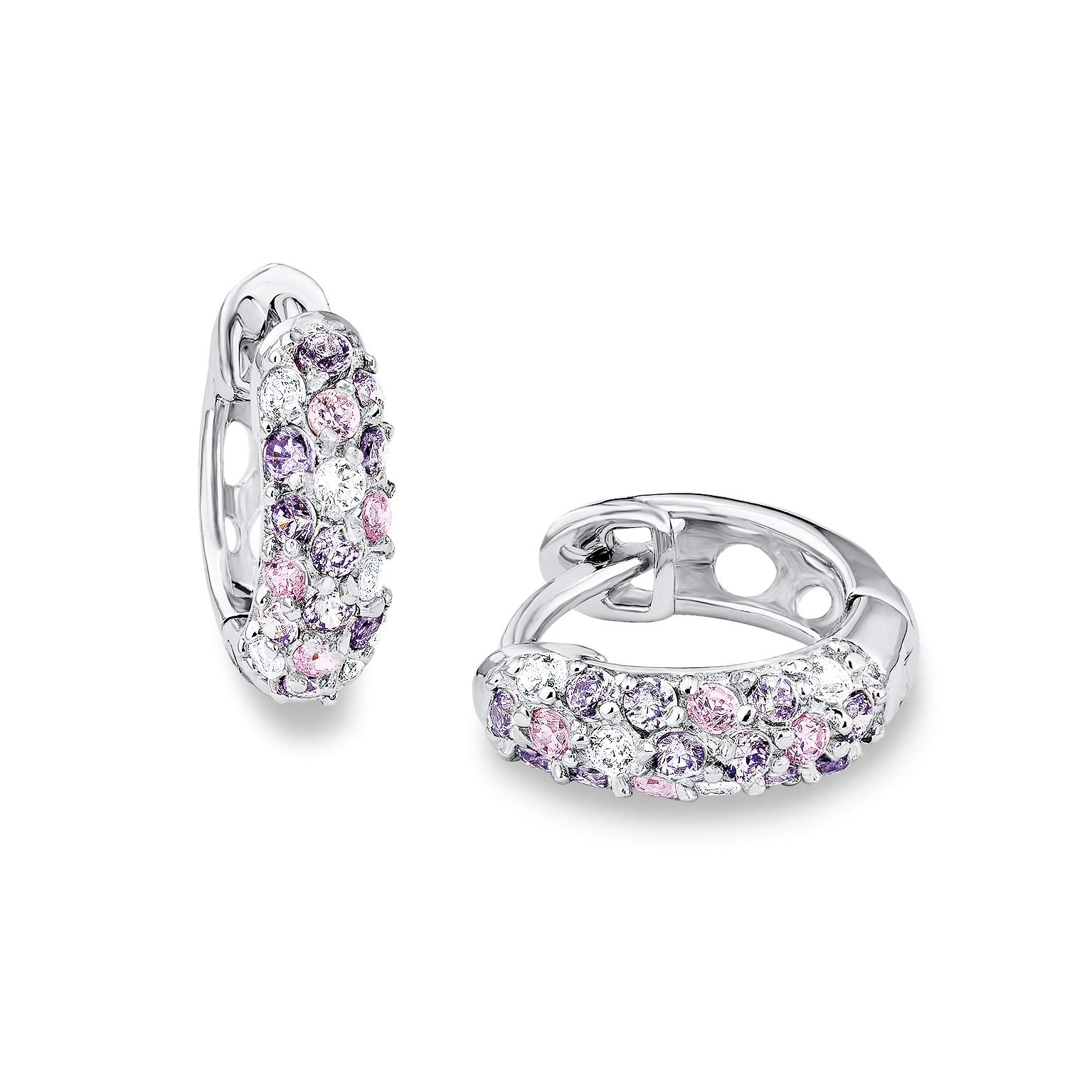 Princess Lillifee Creoles Ear jewelry, with Zirconia synth., 1,25 cm, Purple, Comes in jewelry gift box, 9064182