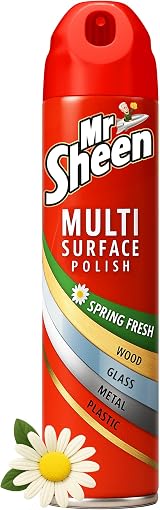 Mr Sheen Multi Surface Polish Spray Spring Fresh 250ml Wood Plastic Glass