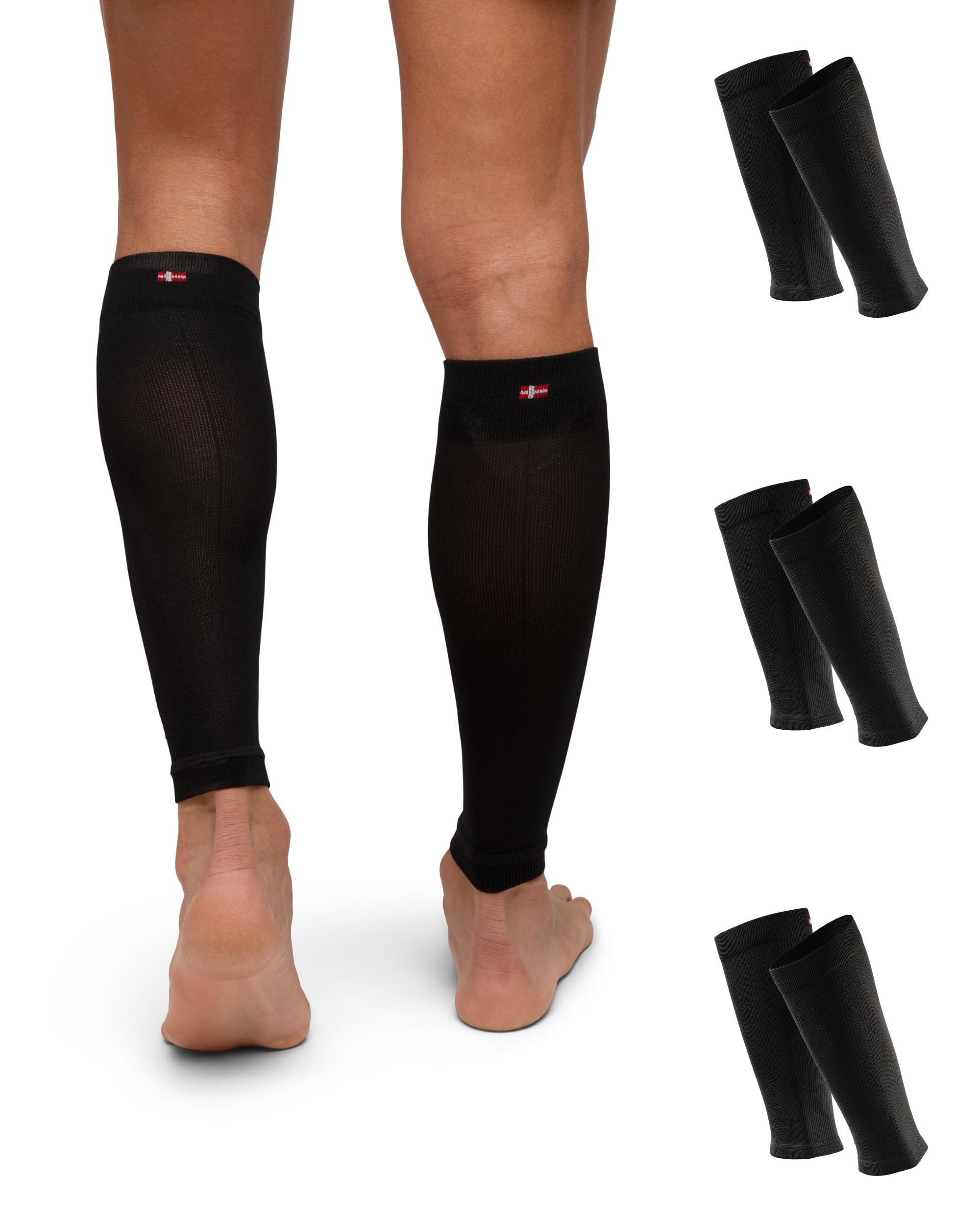 DANISH ENDURANCE Calf Compression Sleeve, 21-26 mmHG, Calf Support, for Men & Women, Unisex, 1 or 3 Pack, Black 3-pack, XL