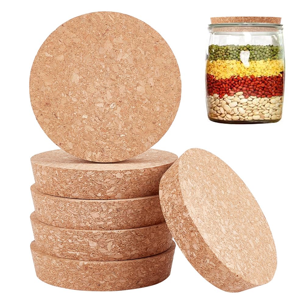 OLYCRAFT 6 Pcs Large Cork Stoppers 9.6~10.3cm Tapered Cork Plugs 2cm Thick Wood Corks Lids Bottle Lids Corks Stoppers Wine Bottle Stopper Wood Jar for Kitchen Wedding Favor Canning
