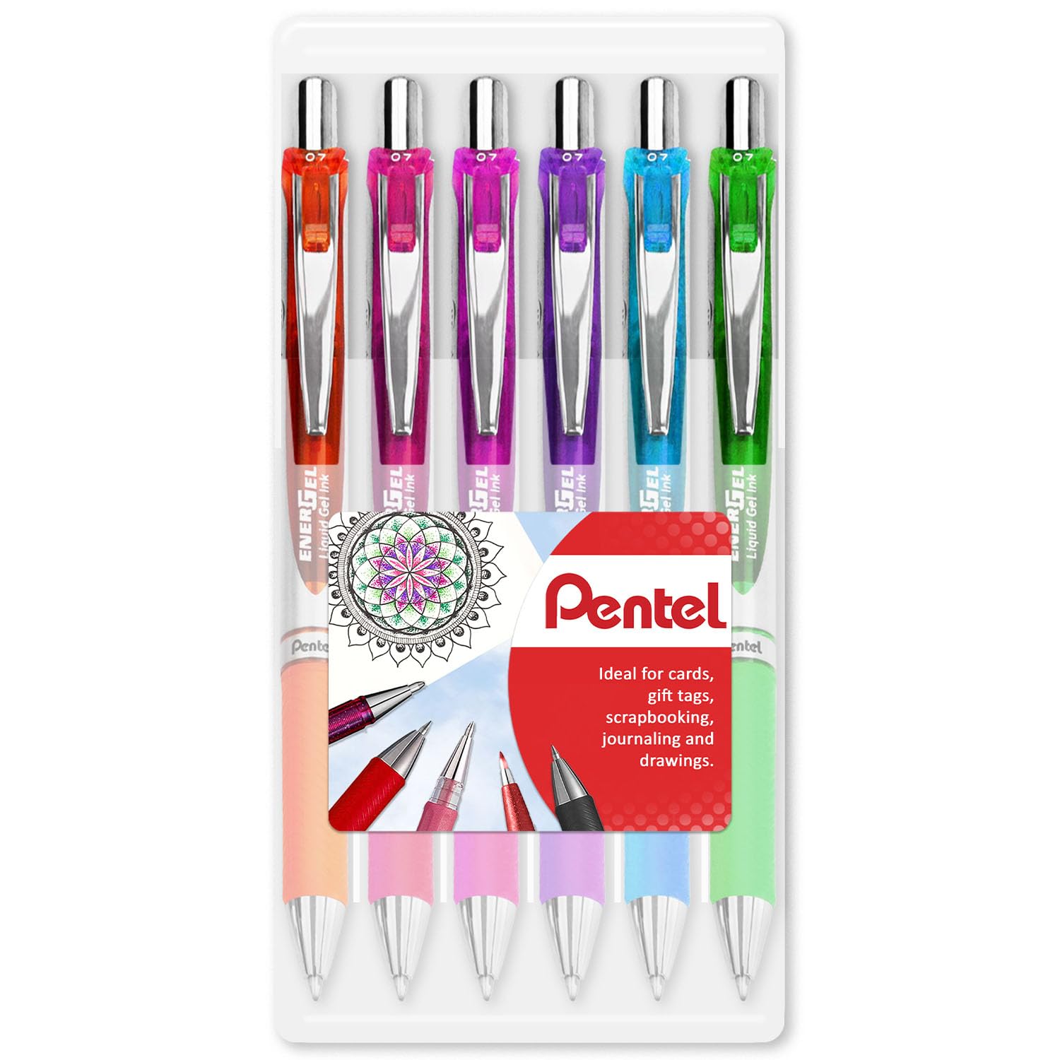 Pentel EnerGel XM BL77 - Retractable Liquid Gel Ink Pen - 0.7mm - 54% Recycled - Clam Pack Gift Set of 6 (Tropical) — image 1