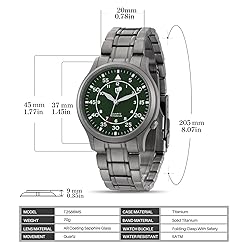 BERNY Men's Titanium Watch Japanese Sweep Second