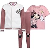 Disney Minnie Mouse Girls Bomber Jacket, T-Shirt, and Legging Pants Set for Toddler and Big Kids