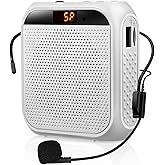 Portable Voice Amplifier for Teachers, Rechargeable Personal Amplifier Mic PA System Headset Microphone with Speaker for Teachers, Training, Meeting, Tour Guide, Yoga, Classroom (White)