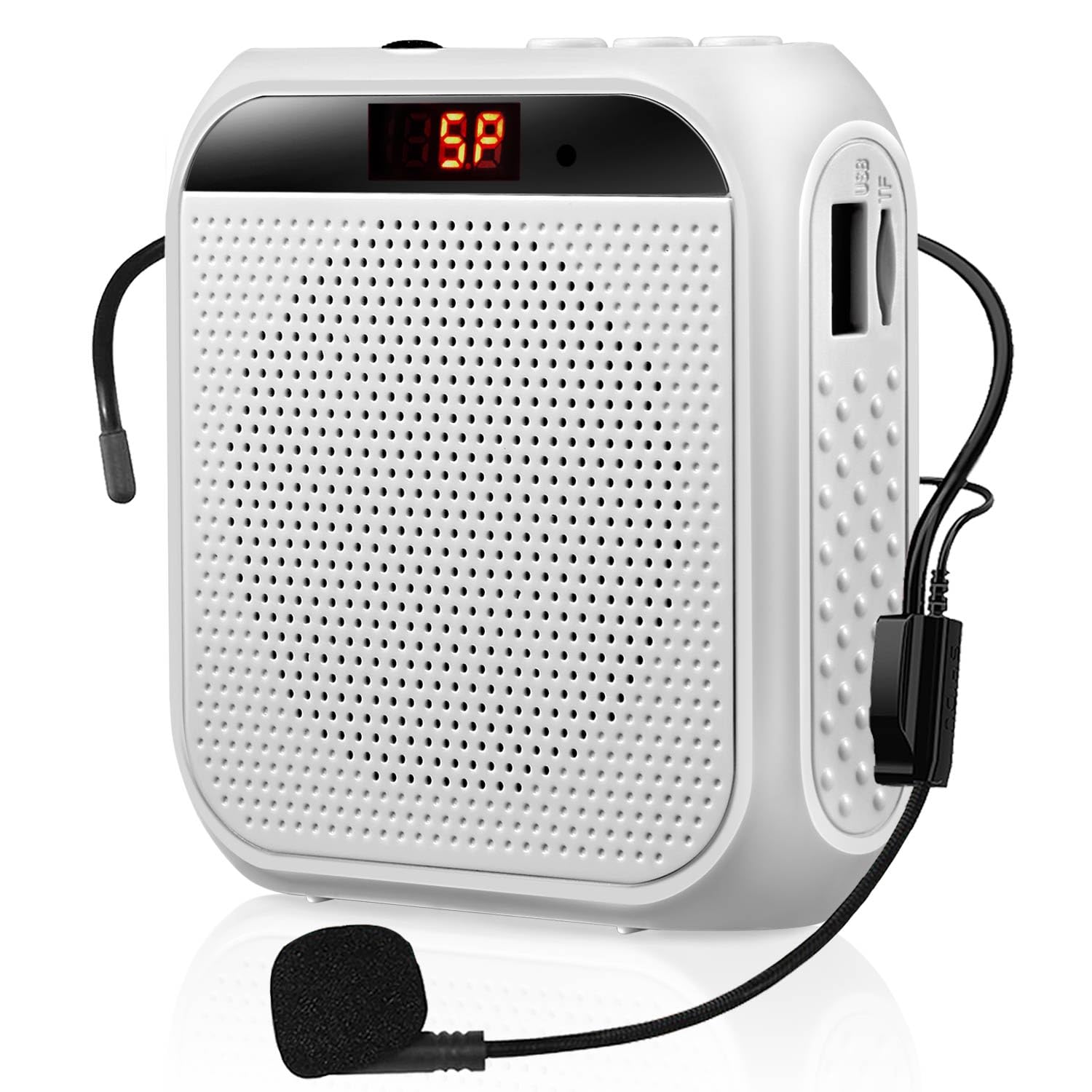 Photo 1 of Portable Voice Amplifier for Teachers, Rechargeable Personal Amplifier Mic PA System Headset Microphone with Speaker for Teachers, Training, Meeting, Tour Guide, Yoga, Classroom (White)
