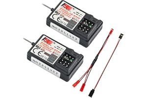 WOAEIUOS Flysky FS-GR3E Receiver AFHDS Long Range 3CH 2.4GHz Surface Receiver with Servo Extension Cable for FS-GT2 FS-GT2B FS-GT3B FS-GT3C FS-IT4S Transmitter RC Car Boat (2 Pcs)