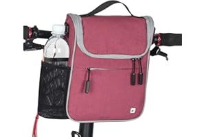 CamGo Waterproof Handlebar Bag for Bike - Cycling Front Storage Basket Bags Multipurpose Shoulder Pack Canvas Handbags with Rain Cover (Rose)