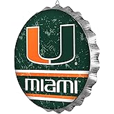 Miami Hurricanes 13” Metal Distressed Bottle Cap Wall Sign – Limited Edition FOCO Hurricanes Sign – Represent the NCAA, ACC and Show Your Team Spirit with Officially Licensed UM Football Fan Gear