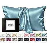 Mulberry Silk Pillow Cases for Hair and Skin, Standard, Blue Gray, 1 pc | fits 20x26 inches pillows, with Hidden Zipper, Cooling Pillowcovers for Hot Sleepers, Hypoallergenic, Smooth, Women Men Gift