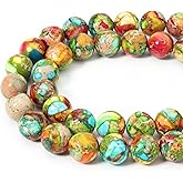 Siomia 60pcs 6mm Natural Mixed Green Imperial Jasper Gemstone Beads Energy Healing Crystal Round Loose Stone Beads for Jewelry Making, DIY Bracelets Necklaces