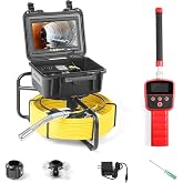 FDGSAB Sewer Camera 512Hz Locator Pipeline Detector 66FT/20M | 12 LEDs，with DVR Function IP68 A 32GB Card for Sewer Line Home Duct Drain Pipe Plumbing