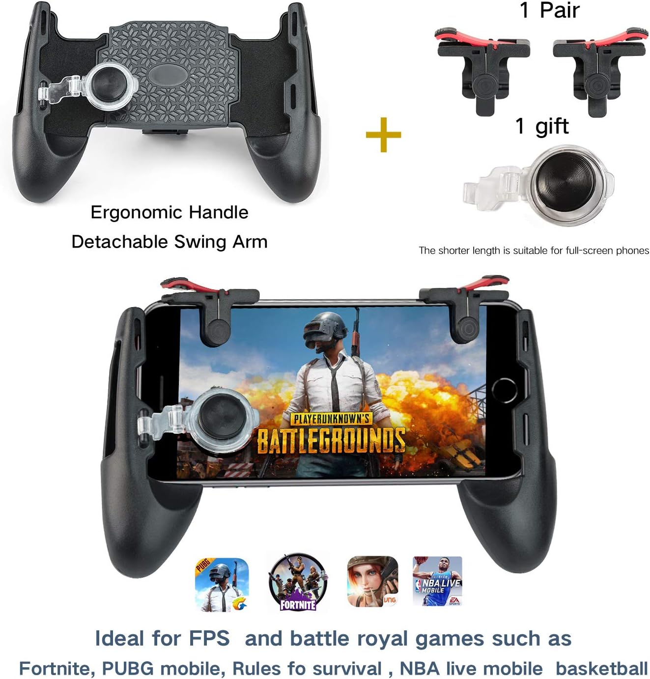 Mobile Game Controller,Game Pad Sensitive Shoot and Aim Keys Joysticks Game Controller for IOS and Android