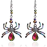Agriajun Halloween Spider Web Pendant Gothic Dangle Earrings for Women, Trendy Punk Goth Spiders Charm Drop Hook Earings Accessories Jewelry Gift