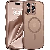 BENTOBEN for iPhone 16 Pro Case [Compatible with MagSafe] Cute Curly Wavy Anti-Slip Bumper Magnetic Matte Slim Thin Shockproof Protective Women Girls Phone Cover for iPhone 16 Pro, Desert Titanium