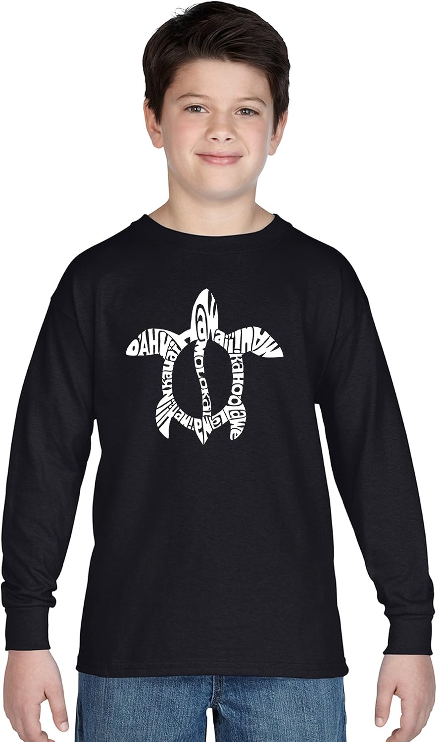 Amazon.com: Boy's Long Sleeve Word Art T-Shirt - Honu Turtle - Hawaiian
