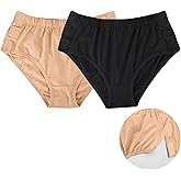 Womens Easy Adaptive Underwear Briefs, Magic Stick Closure, for Patients, Elders, Pack of 2.