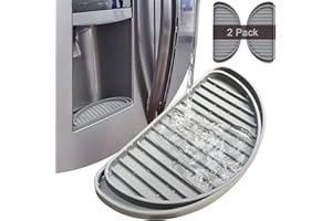 KindGa Refrigerator Drip Tray Catcher, Mini Fridge Drip Tray Protects Ice and Water Dispenser Pan,Fridge Spills Water Pad Catch Basin for Drainage 2 Pack (Semi-Circular,Grey)