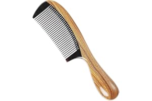 Onedor Handmade Buffalo Horn and Sandalwood Hair Combs - Anti-Static Natural Scent Wooden Detangler (Fine Tooth)