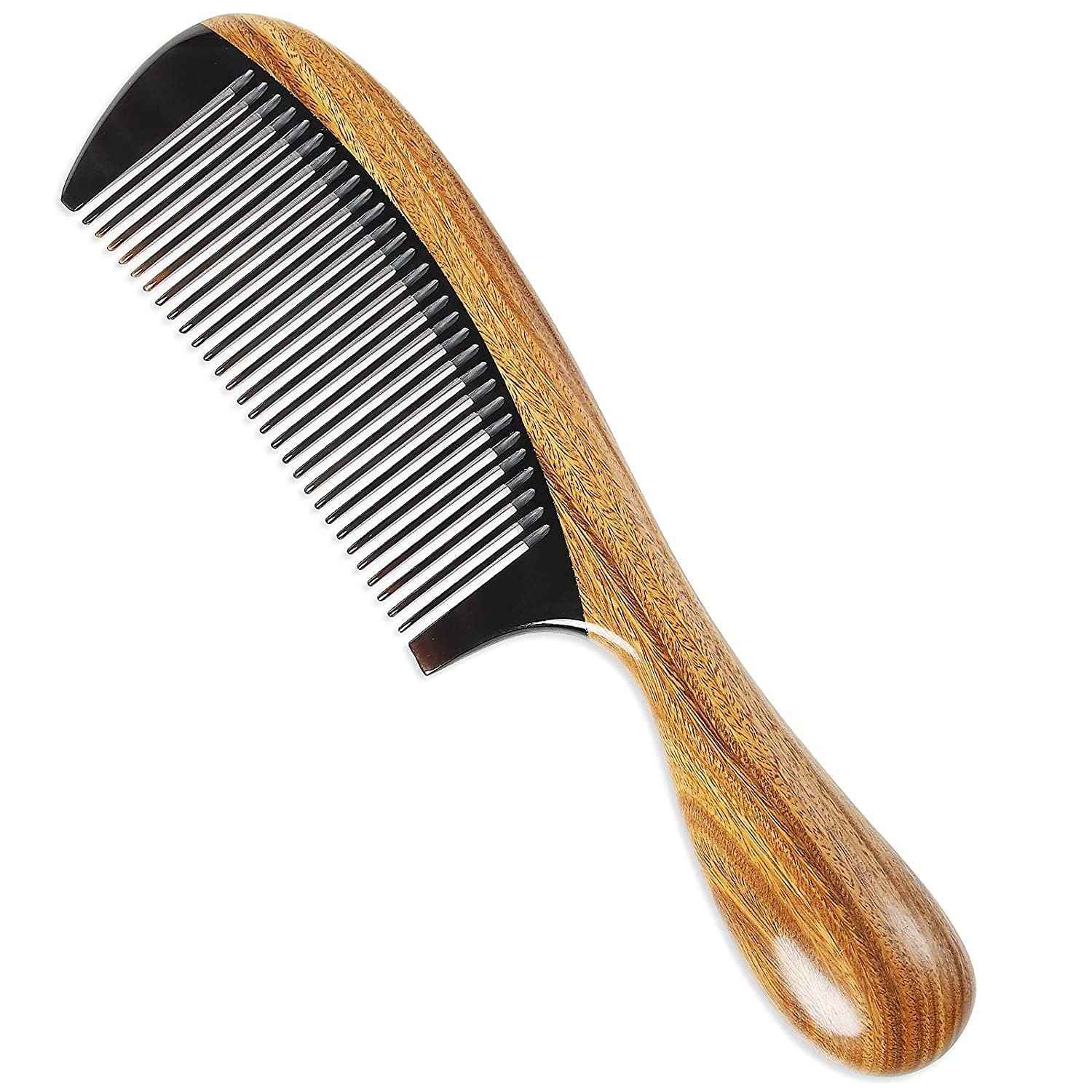Photo 1 of Onedor Handmade Buffalo Horn and Sandalwood Hair Combs - Anti-Static Natural Scent Wooden Detangler (Fine Tooth)
