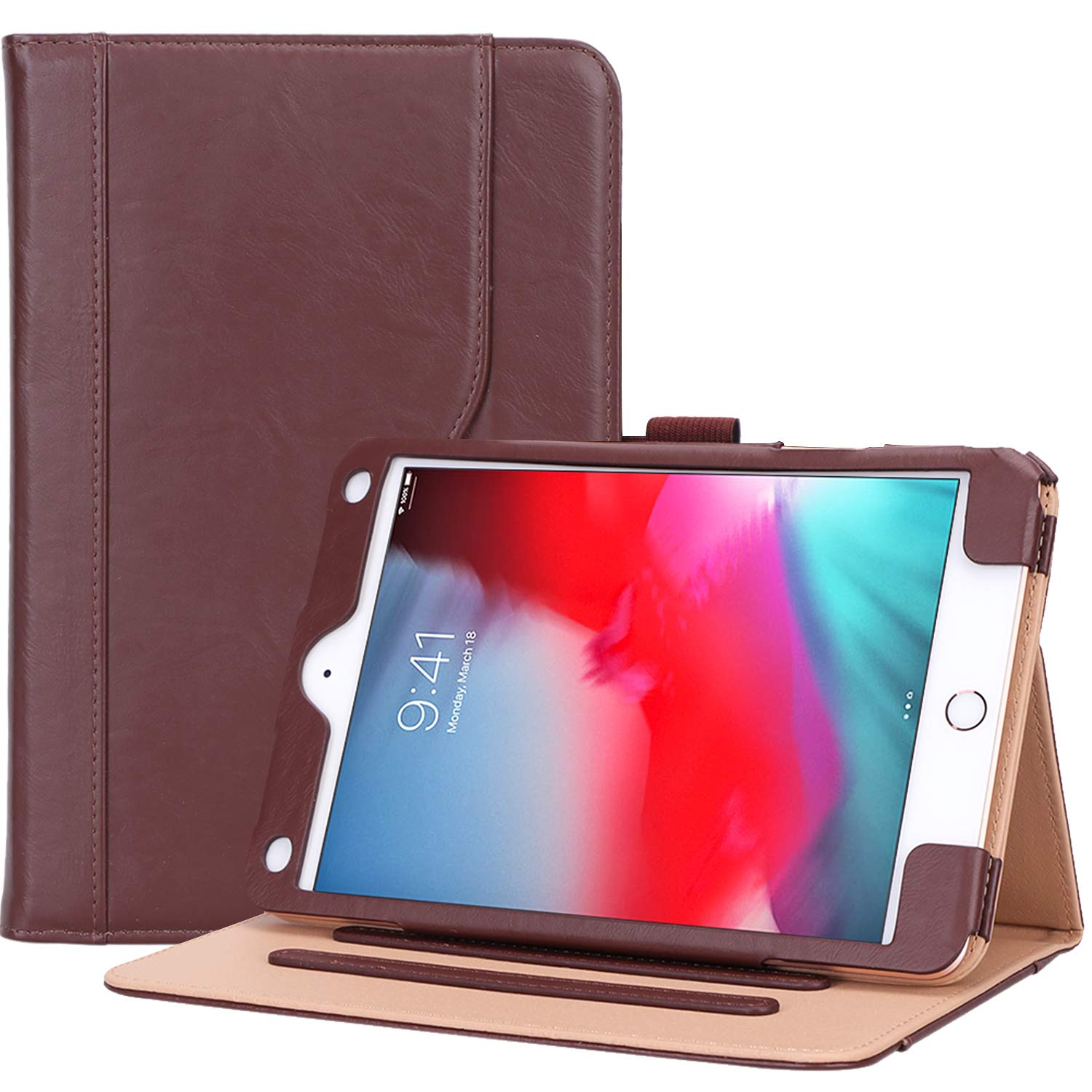 ProCase iPad Mini 5 Case 2019 / iPad Mini 4 Case 2015, Vintage Stand Folio Case Smart Cover for 7.9 Inch Apple iPad Mini 5th Generation 2019 / iPad Mini 4, with Auto Sleep/Wake -Brown