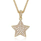Fettero Gold Necklace for Women, Dainty 14K Gold Plated Pendant Necklaces for Women Trendy Simple Chain Necklace Evil Eye, CZ Rose, Charm Moon, Lucky Italian Horn, Gold Star Necklace Fashion Jewelry