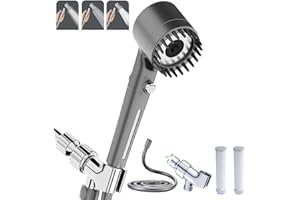 XIANSHENGLE Shower Head with Handheld, Shower Heads High Pressure, High Flow Even with Low Water Pressure-Hand Held Showerhead Set,3 Modes Filtered Showerhead with 59″Replacement Hose/Bracket/Cotton Filters