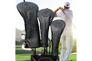 2THPART Golf Club Head Covers for Woods and Drivers, Premium Golf Headcovers Set Fit Most Clubs Simple Striped 1PC or 3PCS, Customizable