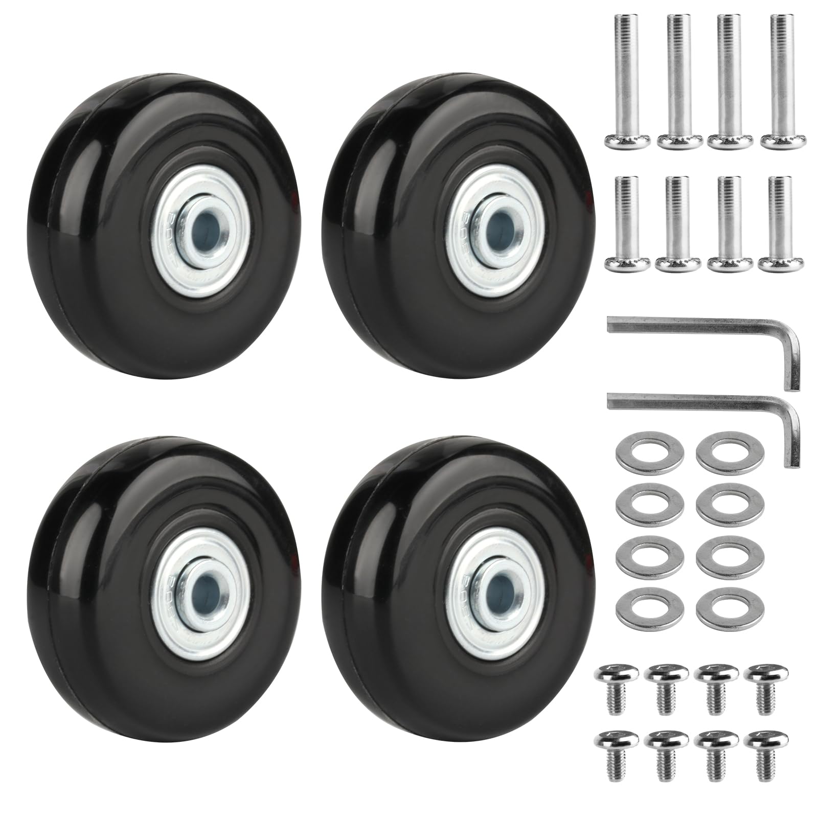 Photo 1 of 4 Pcs Luggage Replacement Kit, 50mm x 18mm Rubber Replacement Wheels, Luggage Suitcase Replacement Wheels Repair Kit for Suitcase Inline Skate Caster Board