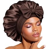 BONNET QUEEN Silk Bonnet for Sleeping Women Satin Bonnet Night Sleep Cap Wrap for Curly Hair with Adjustable Tie Band, Single