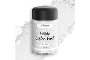 Foodhoo Pearl White Luster Dust Edible, Food Grade Edible Glitter Sprinkles, Edible Shimmer Dust, Tasteless Edible Glitters for Drinks, Cocktails, Cakes, 7g/bottle