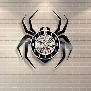 Wood Crafty Shop Spider Insect Art Decoration Vinyl Record Wall Clock Gift for Him and Her Unique Wall Decor The Best Gift Idea for Any Event Birthday Gift, Wedding Gift